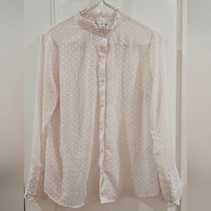 Banana Republic Sheer Pink Button-Up Blouse